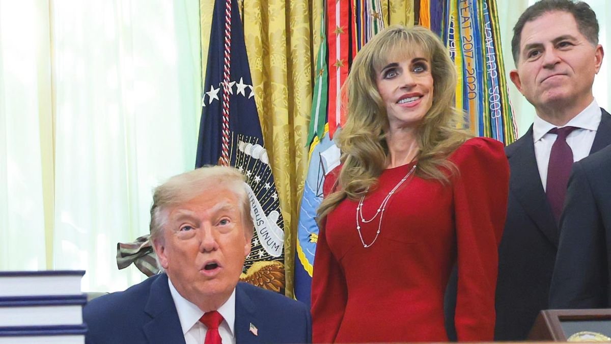 U.S. President Donald Trump (C) makes a statement along with (L-R) Social Security Administration Commissioner Frank Bisignano, U.S. Treasury Secretary Scott Bessent, Dell Technologies CEO Michael Dell and his wife Susan Dell during an event in the Oval Office of the White House on October 07, 2026 in Washington, DC. President Trump announced that automatic enrollment in the $1,000 government seed deposit for children born between 2025 and 2028 known as "Trump Accounts" is now active. (Photo by Anna Moneymaker/Getty Images)
